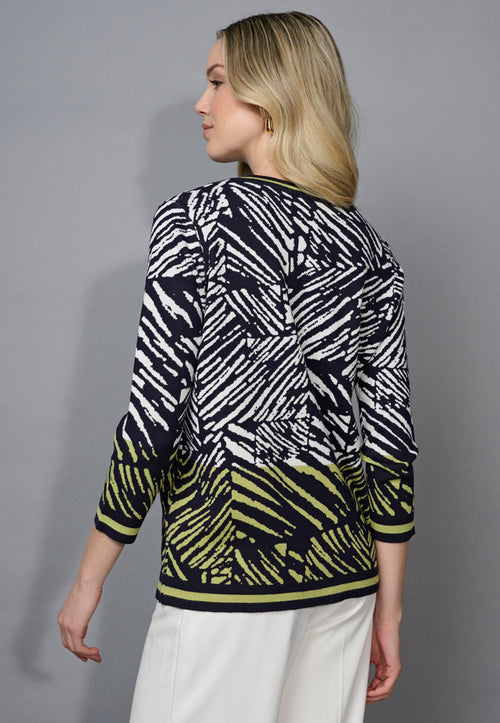 3/4 Sleeve Abstract Printed Top Back View