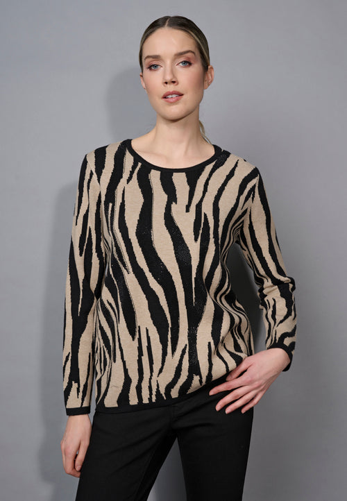 Animal Print Jacquard Top Front View