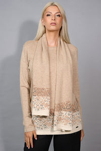 Border Printed Top With Scarf