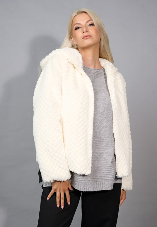 Faux-Fur Zip-Front Jacket Side View
