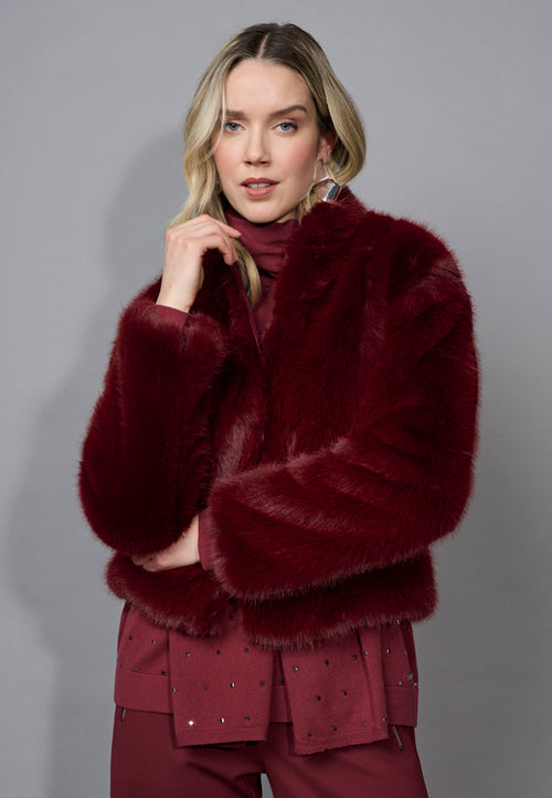 Zip-Front Faux Fur Jacket Front View