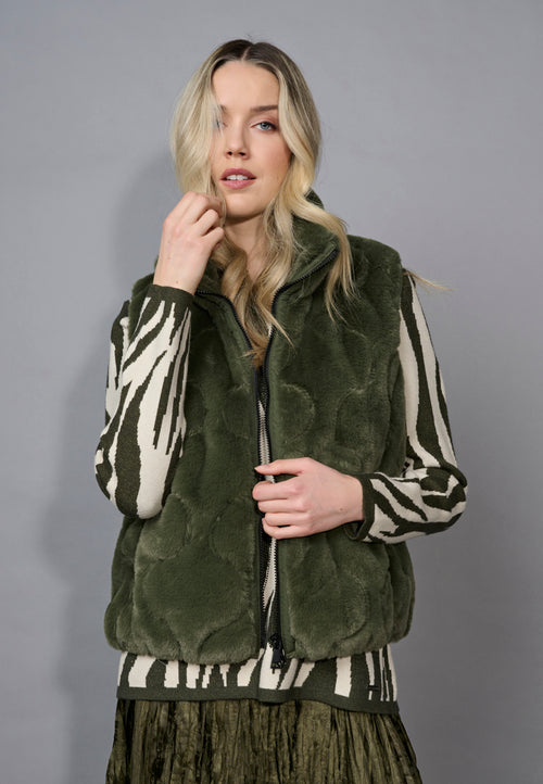 Faux Fur Zip-Front Vest Front View