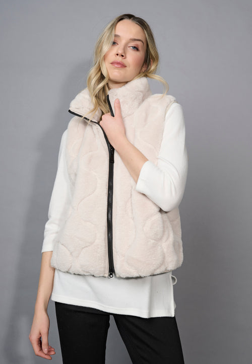 Faux Fur Zip-Front Vest Front View