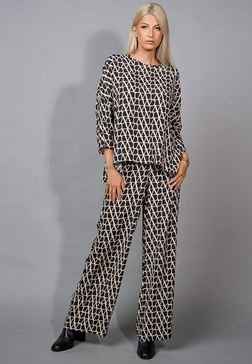 Printed Wide-Leg Full-Length Pants