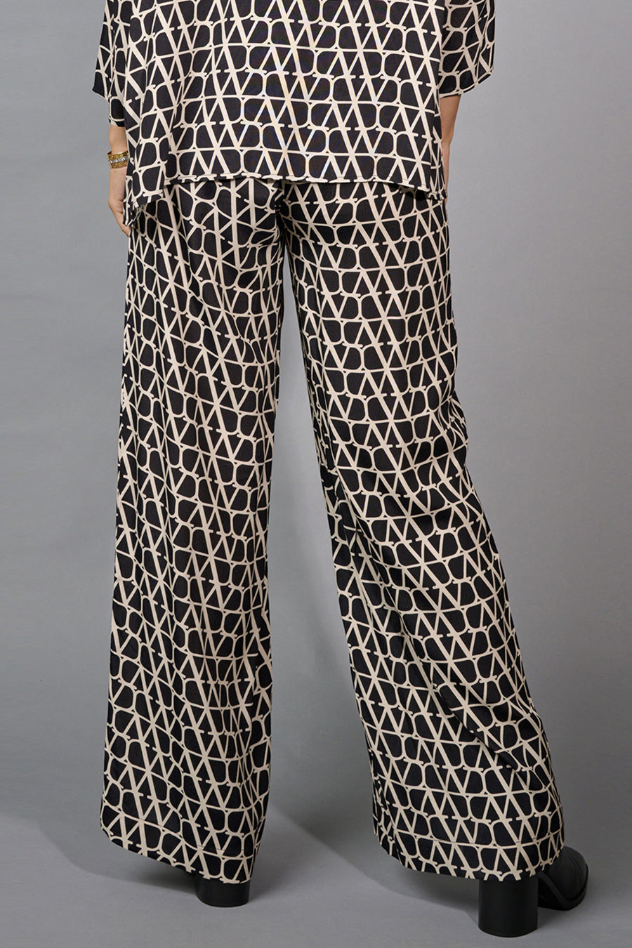 Printed Wide-Leg Full-Length Pants