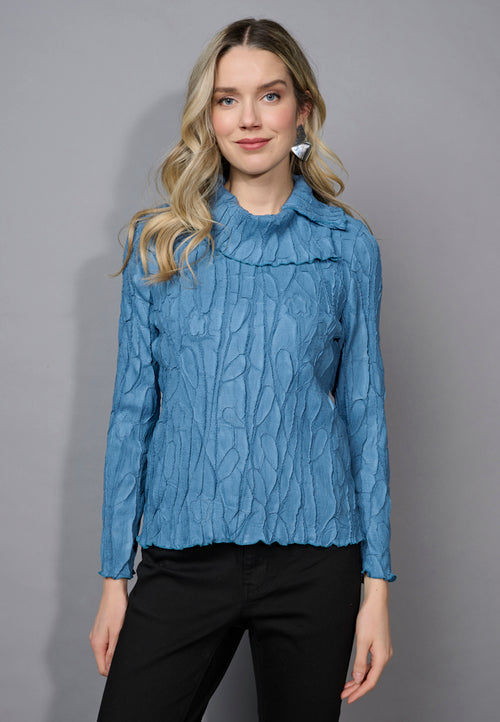 Split Collar Pleated Top Front View
