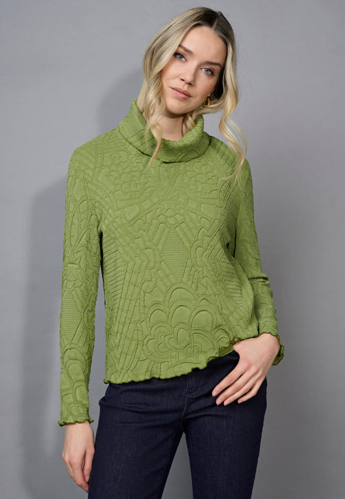 Draped Neck Pleated Top Front View