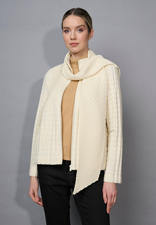 Pleated Jacket With A Scarf Front View