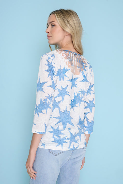 V-Neck Star Printed Top Back View
