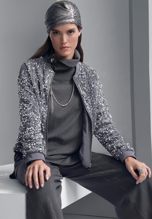 Sequined Bomber Jacket Front View