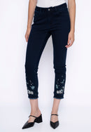 Embellished Ankle-Length Fringed Jeans Front View