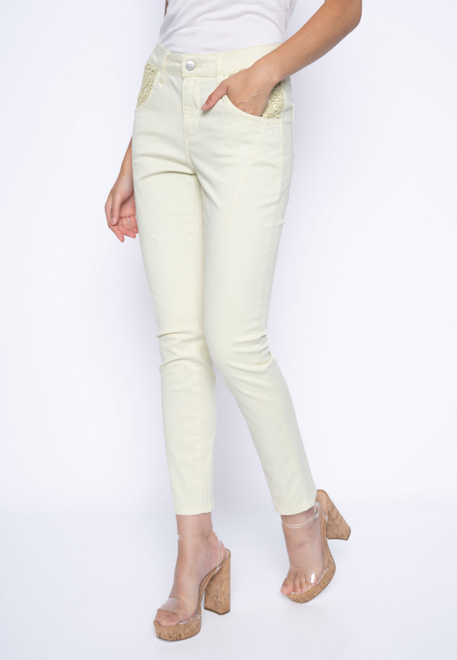 Lace Trim Regular Length Cuffed Pants