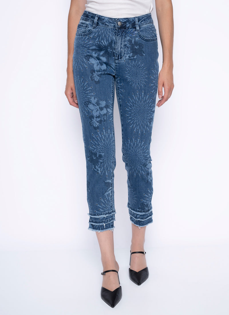 Frayed Hem Cropped Jeans Front View