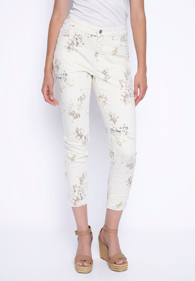 Printed Denim Ankle Length Jeans Front View