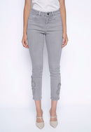 Dimensional Embellished Ankle-Length Jeans Front View