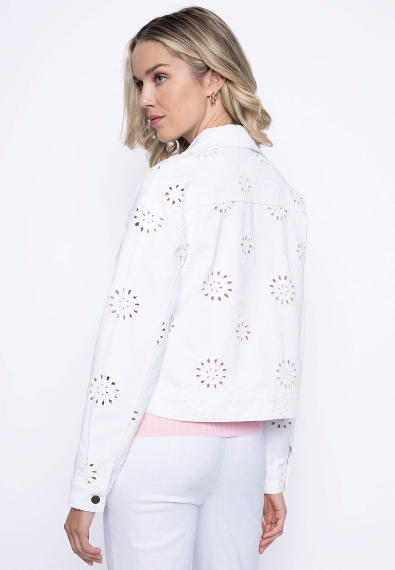 Eyelet Denim Oversized Jacket Back View