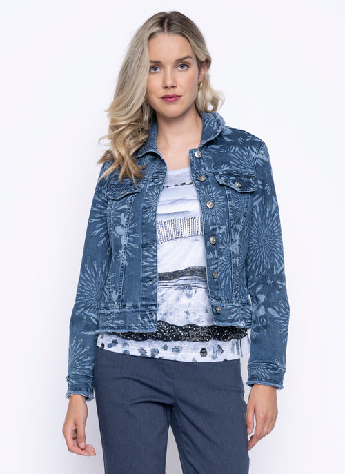 Printed Denim Jacket Front View