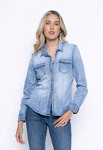 Embellished Denim Shirt Front View