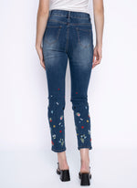 Flower Embroidered Ankle-Length Jeans Back View