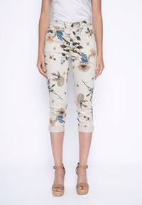 Printed Denim Capri Jeans