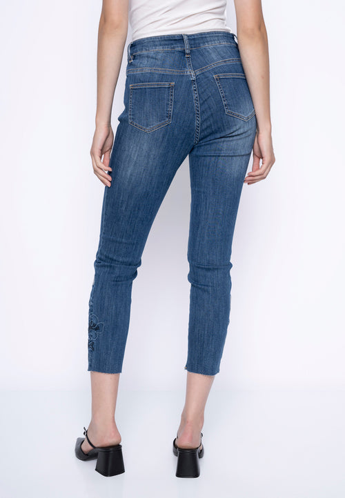 Embroidered Ankle-Length Jeans Back View