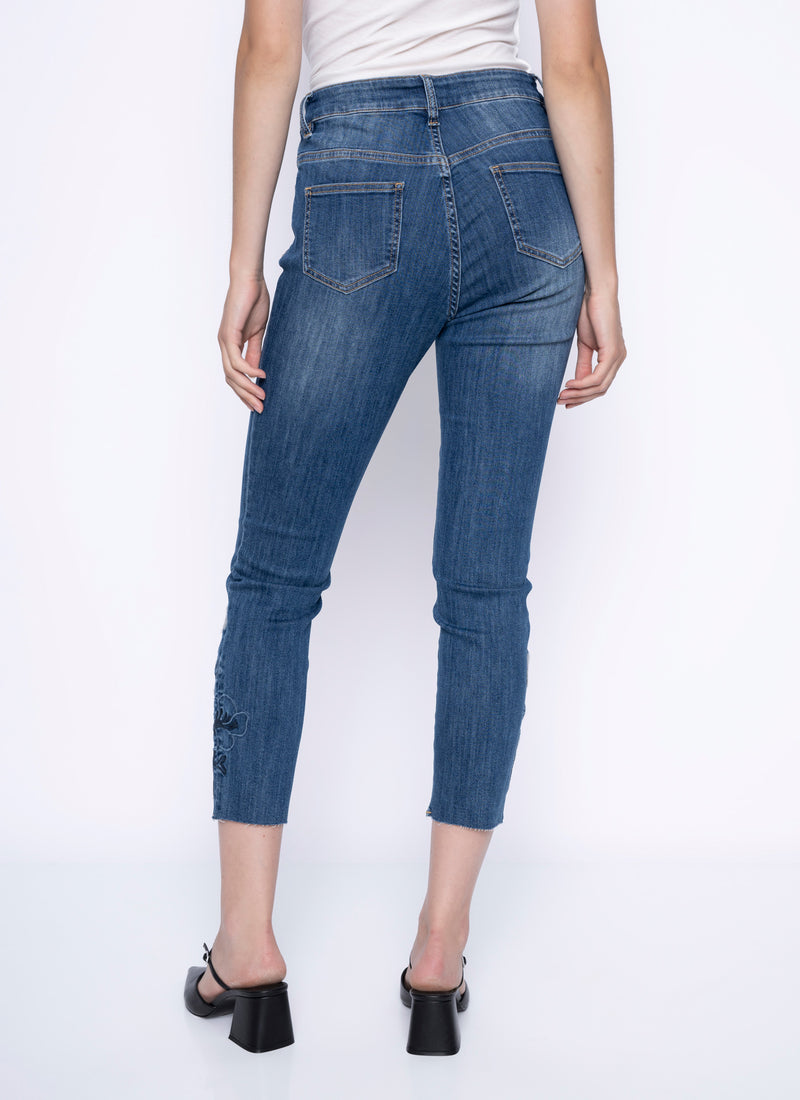 Embroidered Ankle-Length Jeans Back View