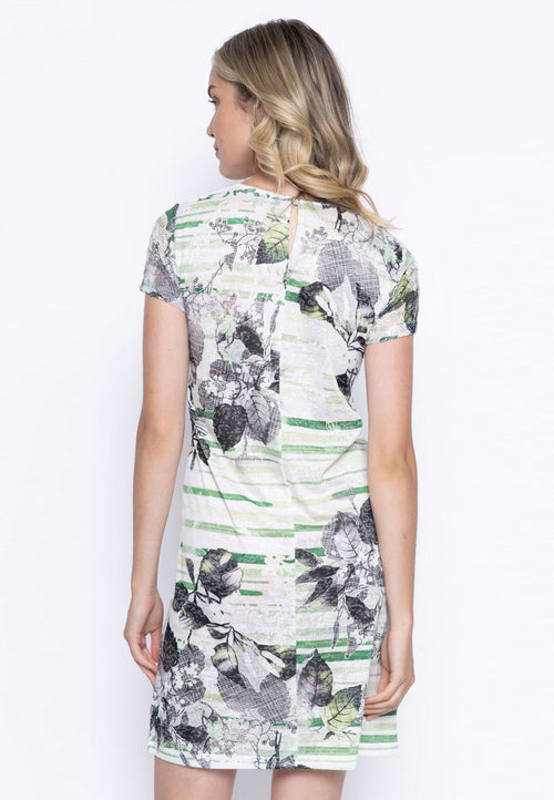 Short Sleeve V-Neck Printed Dress Back View