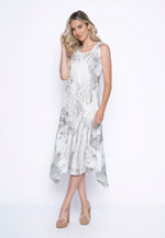 Sleeveless Printed Clipped Jacquard Dress Front View