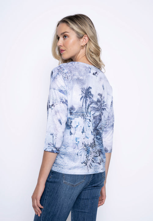 3/4 Sleeve Printed Top Back View