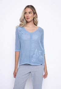 Appliqué V-Neck Top