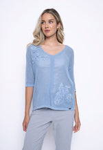 Appliqué V-Neck Top Front View