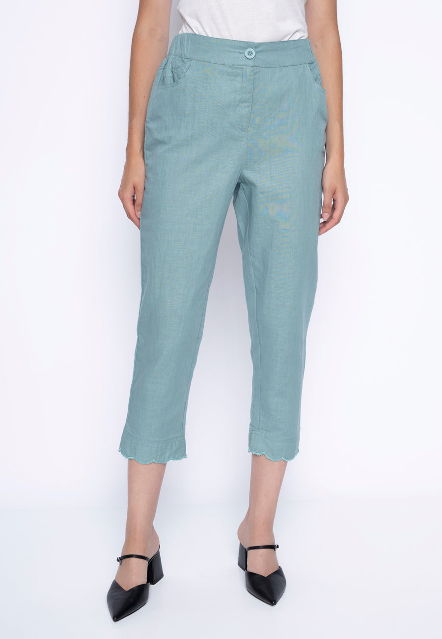 Scalloped Edge Capri Pants