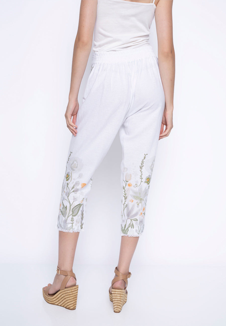 Printed Linen Capri Back View