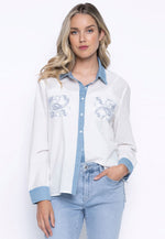 Embroidered Button-Down Shirt Front View