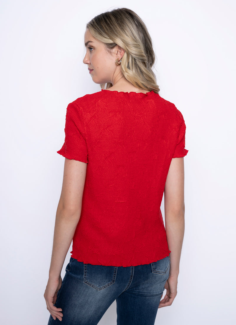 Short Sleeve Pleated Top Back View