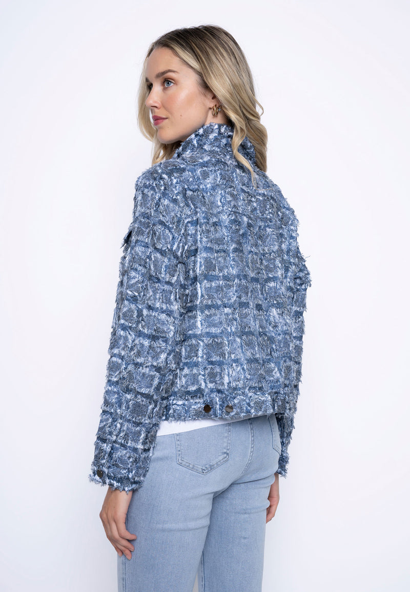 Novelty Fringed Denim Jacket Back View