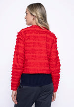 Collarless Fringed Jacket Back View