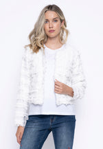 Collarless Fringed Jacket Front View