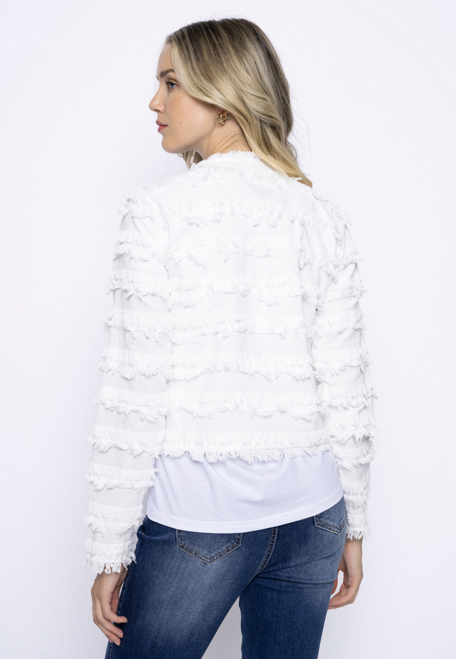 Collarless Fringed Jacket