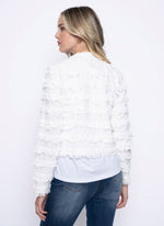 Collarless Fringed Jacket Back View