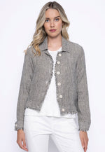 Button-Front Linen Jacket Front View