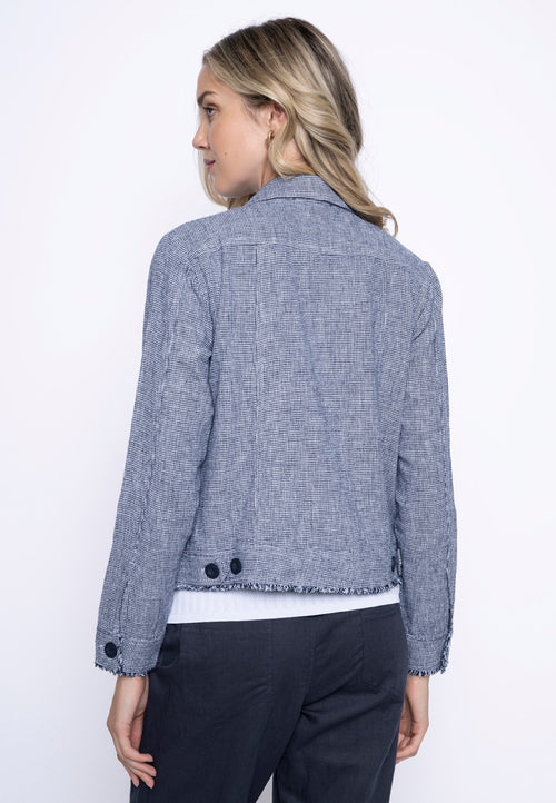 Fringed Edge Button-Front Jacket Back View