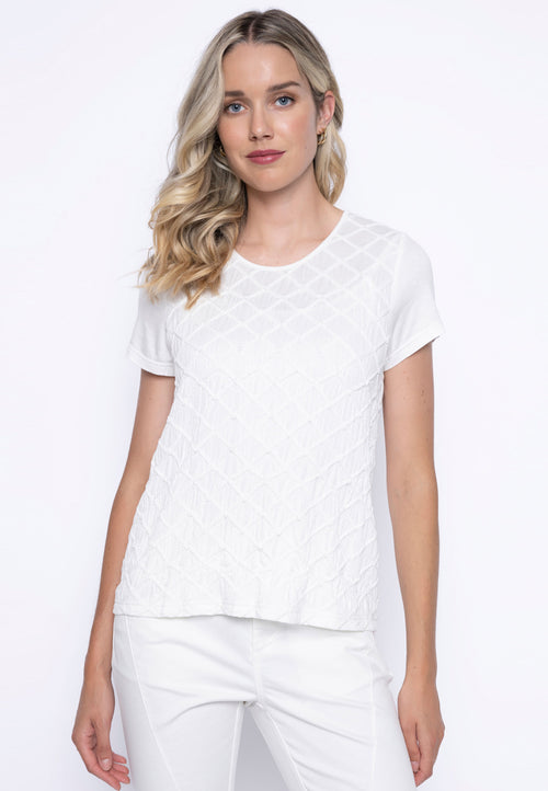 Short-Sleeve Smocked Top Front View