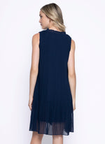 Neck Tie Pleated Mini Dress Back View