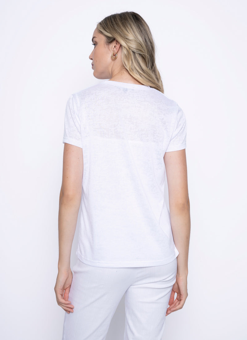 Embellished Printed Short Sleeve Top Back View