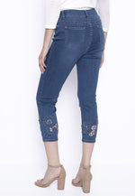 Rhinestone Cutout Embroidered Jeans Back View