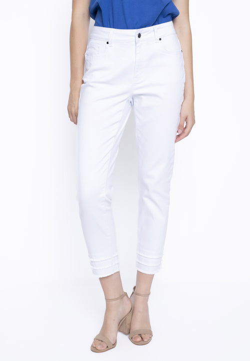 Frayed Hem Ankle-Length Jeans Front View