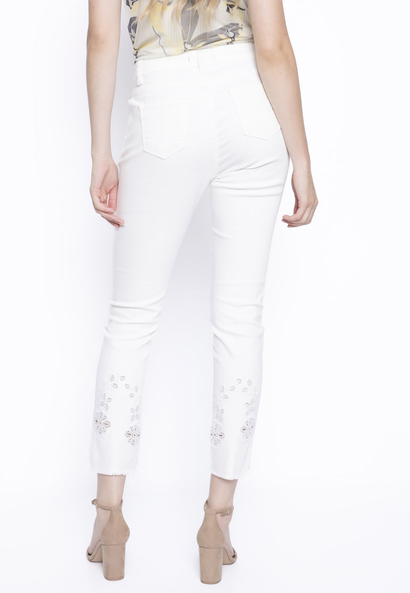 Cutout Embroidered Ankle Jeans Back View