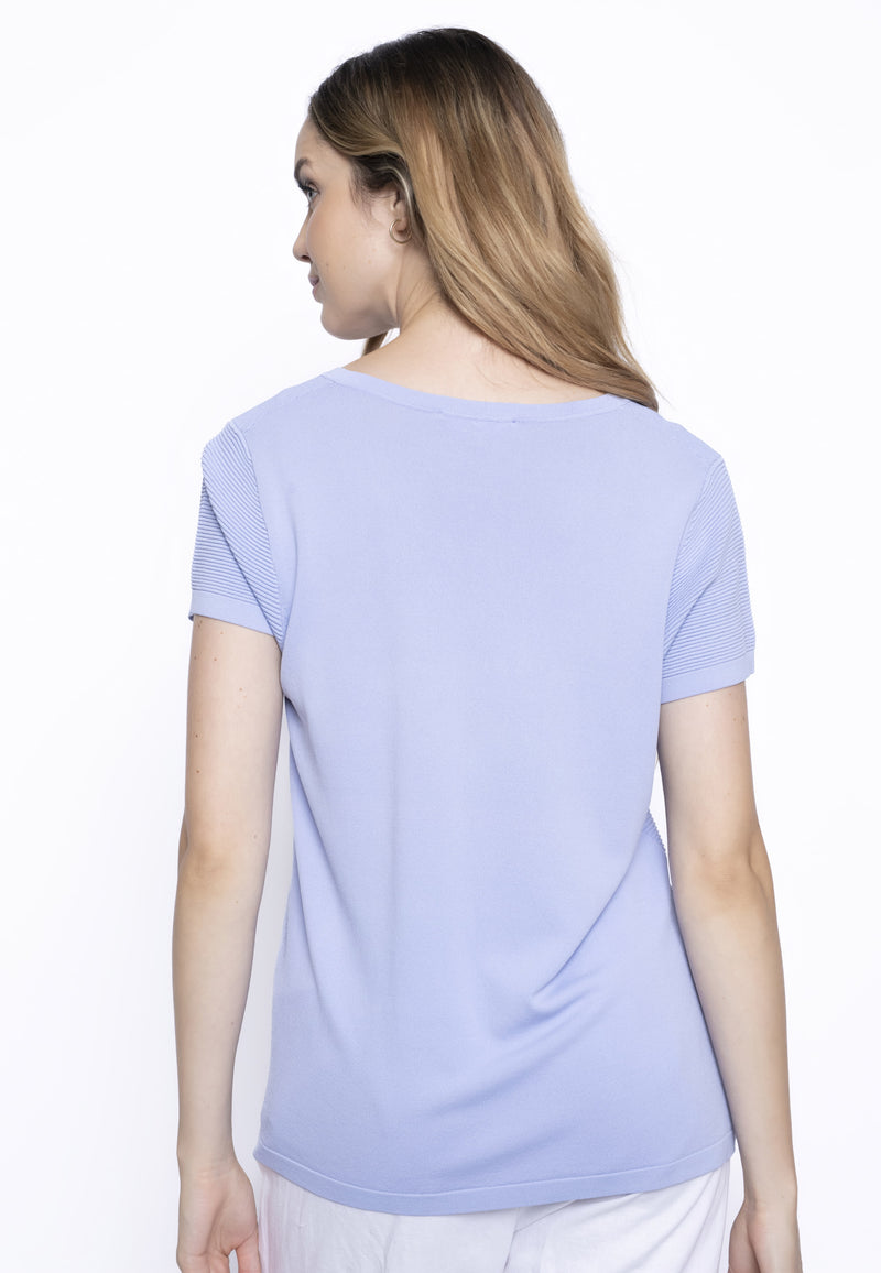 Short Sleeve Textured Knitted Top Back View