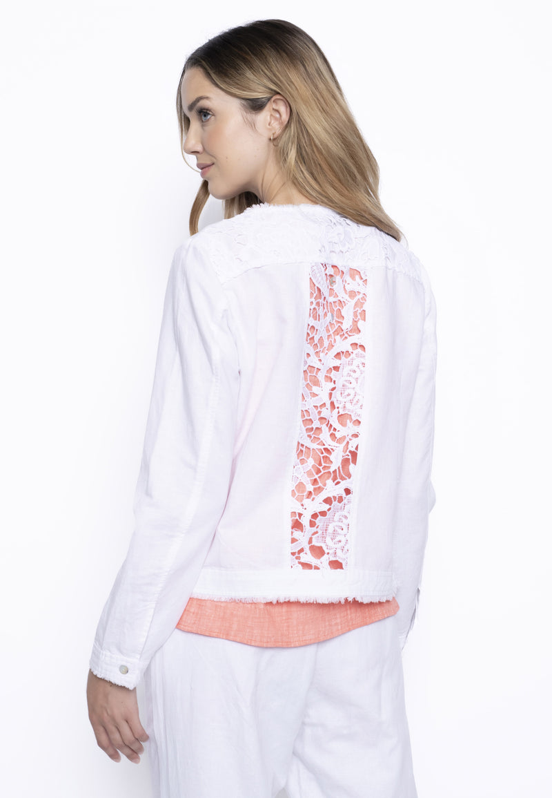 Lace Trim Button-Front Jacket